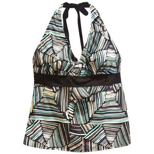 NWT Womens Heat Plus Size Halter Tankini Swimsuit Top 18 22 W Teal Black
